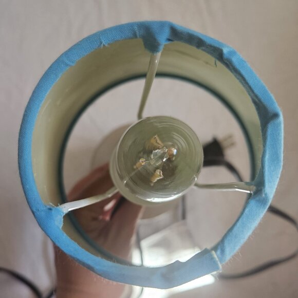 Mini Basic Table Lamp with Blue Fabric Shade - Picture 4 of 7